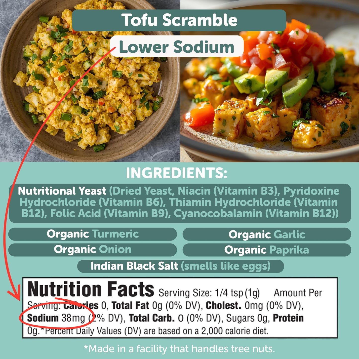 Freshjax Organic Tofu Scramble Spice Mix – Vegan Plant-Based Egg Seasoning, 3.6 Oz Large Bottle, Gluten-Free, Certified Kosher, Non-Gmo, No Preservatives