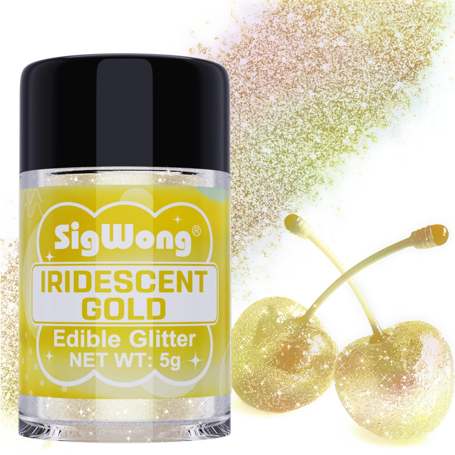 Iridescent Gold Edible Glitter - 5g Food Grade Cake Decorating Shimmering Glitter, Edible Sprinkle Luster Dust for Drinks, Choco
