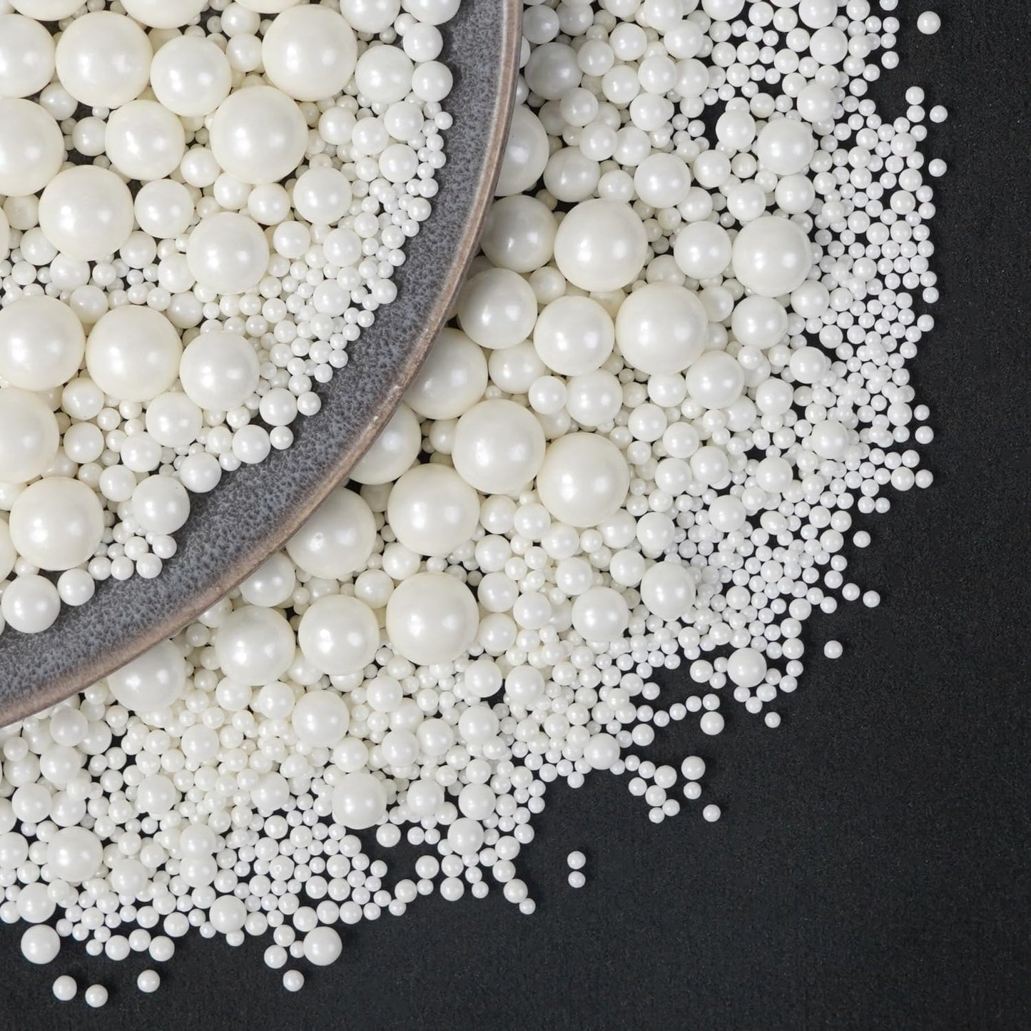 Dazzjoy Edible White Pearl Sugar Sprinkles, White Pearls for Cake Decorating, 130g/4.58oz, Candy Baking Cake Decorations, Cupcak