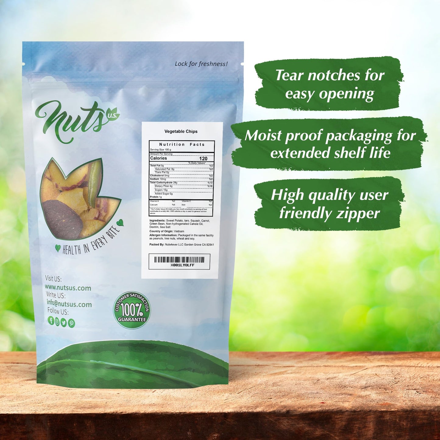 Nuts U.S. - Vegetable Chips | Sea-Salted | All Natural | Delicious And Fresh | Bulk Chips | Packed In A Resealable Bag!!! (Veget