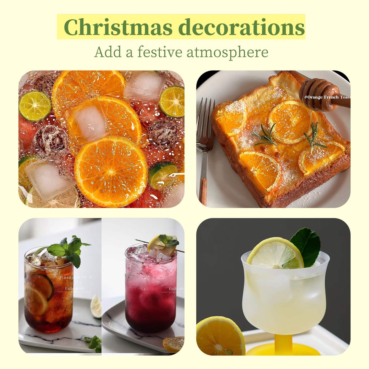 Syveyilla Dehydrated Fruit Slices Cocktail Garnish Set - Dried Orange, Lime, Lemon, 255g/9oz, Includes 10 Drink Umbrella Picks