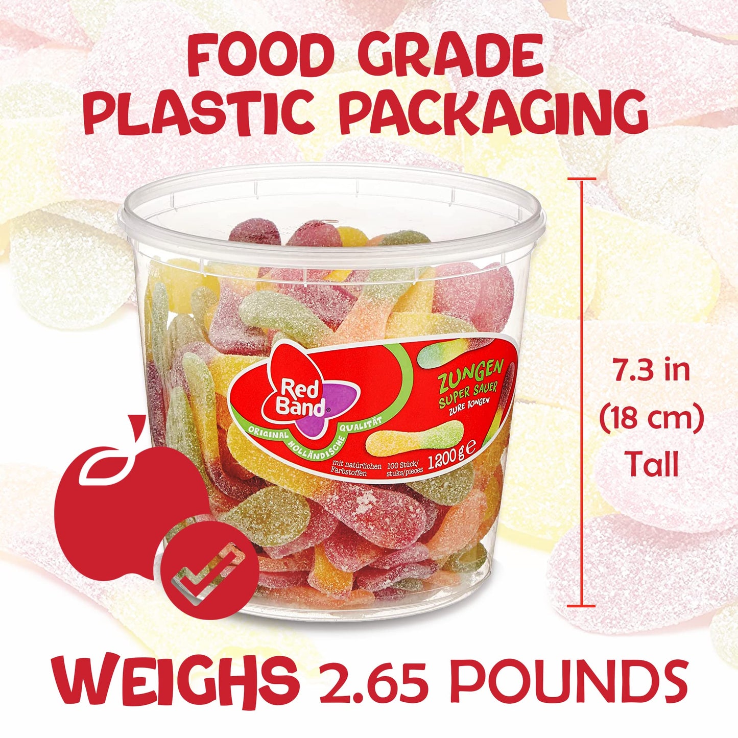Red Band Fruit Gums - Sour-Sweet Wine Gum Experience - 100 Count - Red - Model Rexim1989