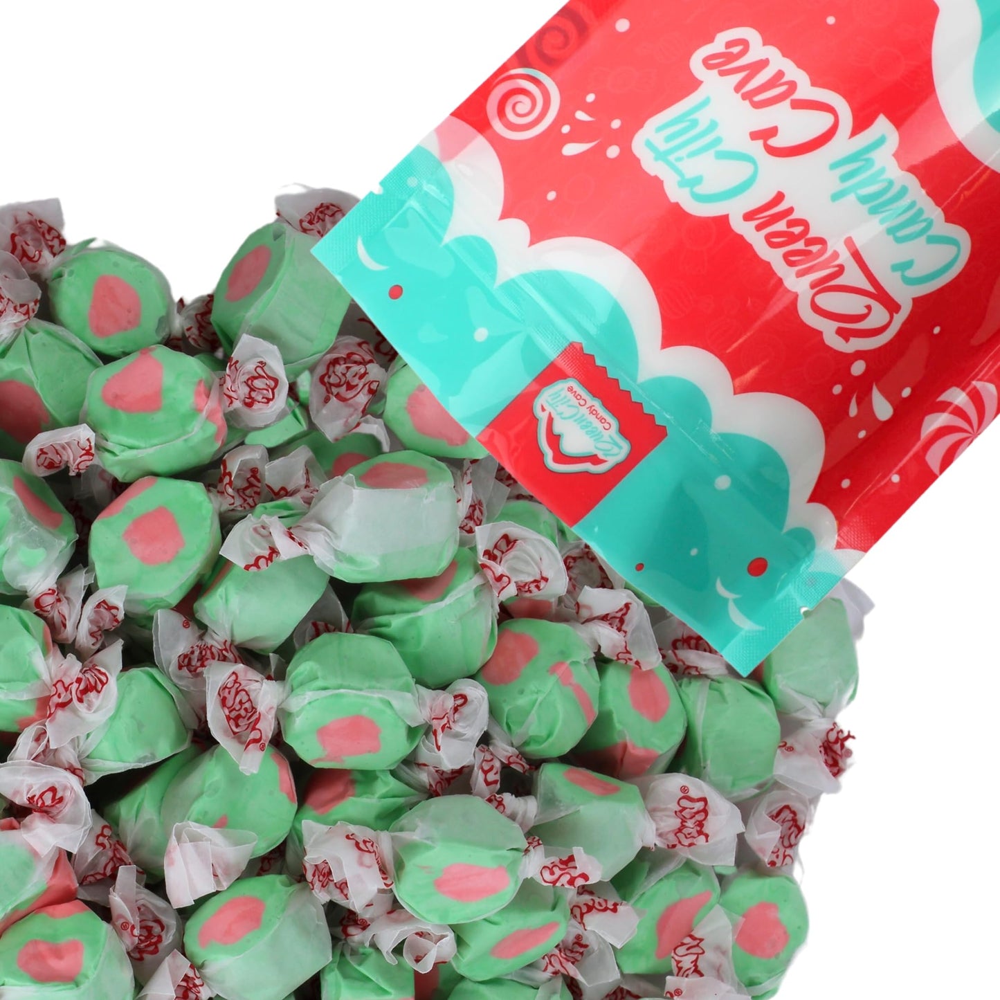 QUEEN CITY CANDY CAVE Watermelon Salt Water Taffy - Assorted Flavors - Bulk Candy - 1 Pound - Individually Wrapped