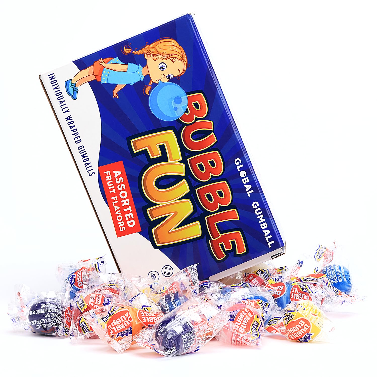 Gumballs for Kids - Assorted Chewing Gum Balls Individually Wrapped Gumballs - 8 Oz Gift Box - Chewing Bubble Gum for Kids - Col