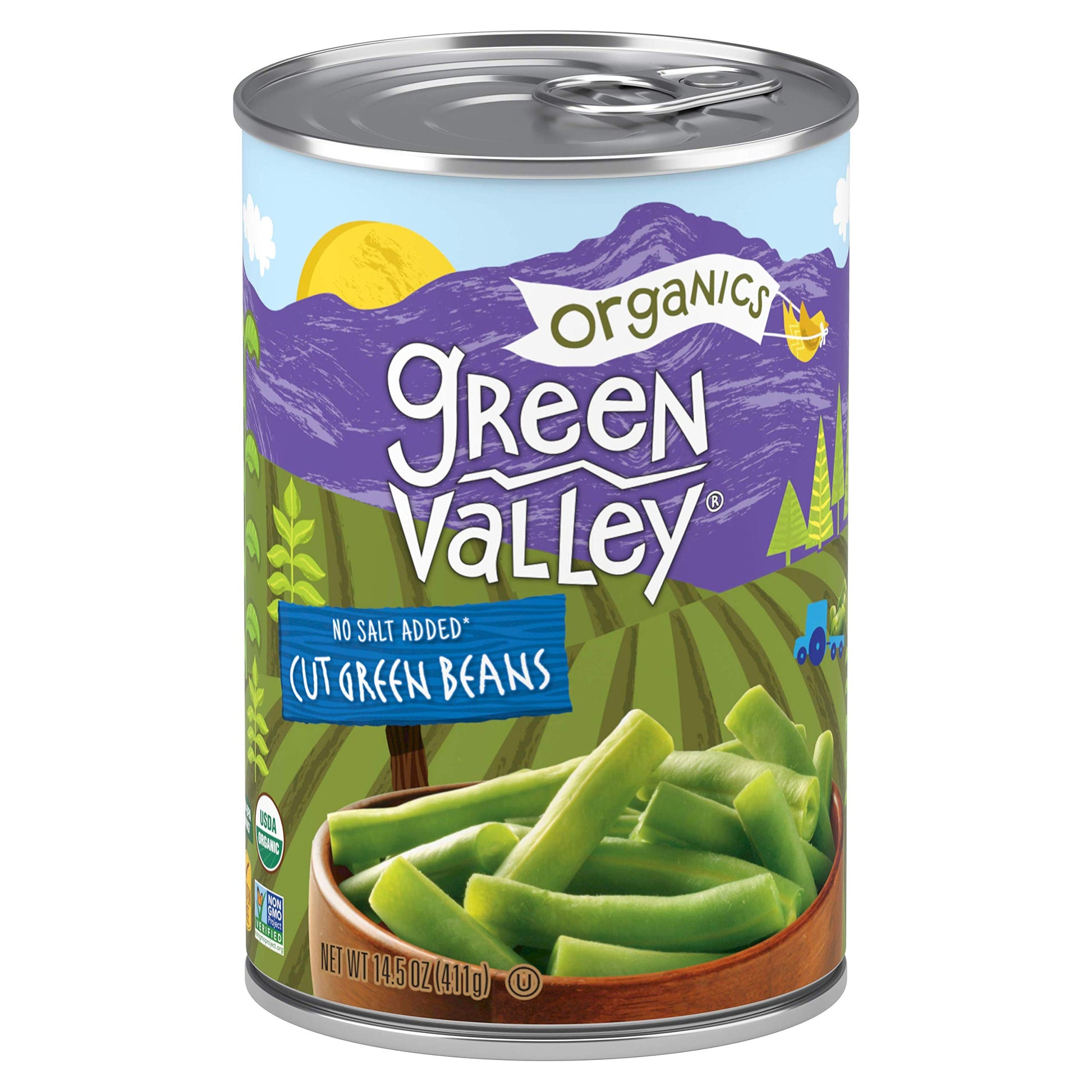 Green Valley Organics Cut Green Beans | Certified Organic | Non-GMO Project Verified | Deliciously Tender-Crisp | 14.5 ounce can