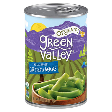 Green Valley Organics Cut Green Beans | Certified Organic | Non-GMO Project Verified | Deliciously Tender-Crisp | 14.5 ounce can