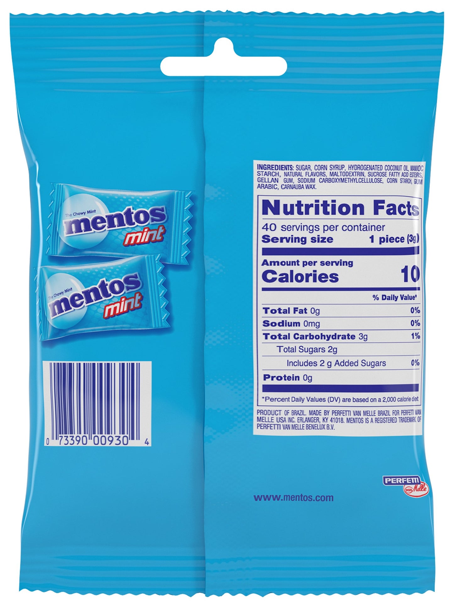 Mentos Chewy Mint Candy, Individually Wrapped, Holiday Candy, Bulk, 0.10 Oz, Pack Of 40