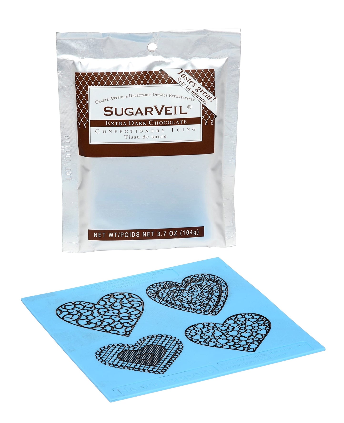 SugarVeil Heart Toppers with Chocolate SugarVeil Icing