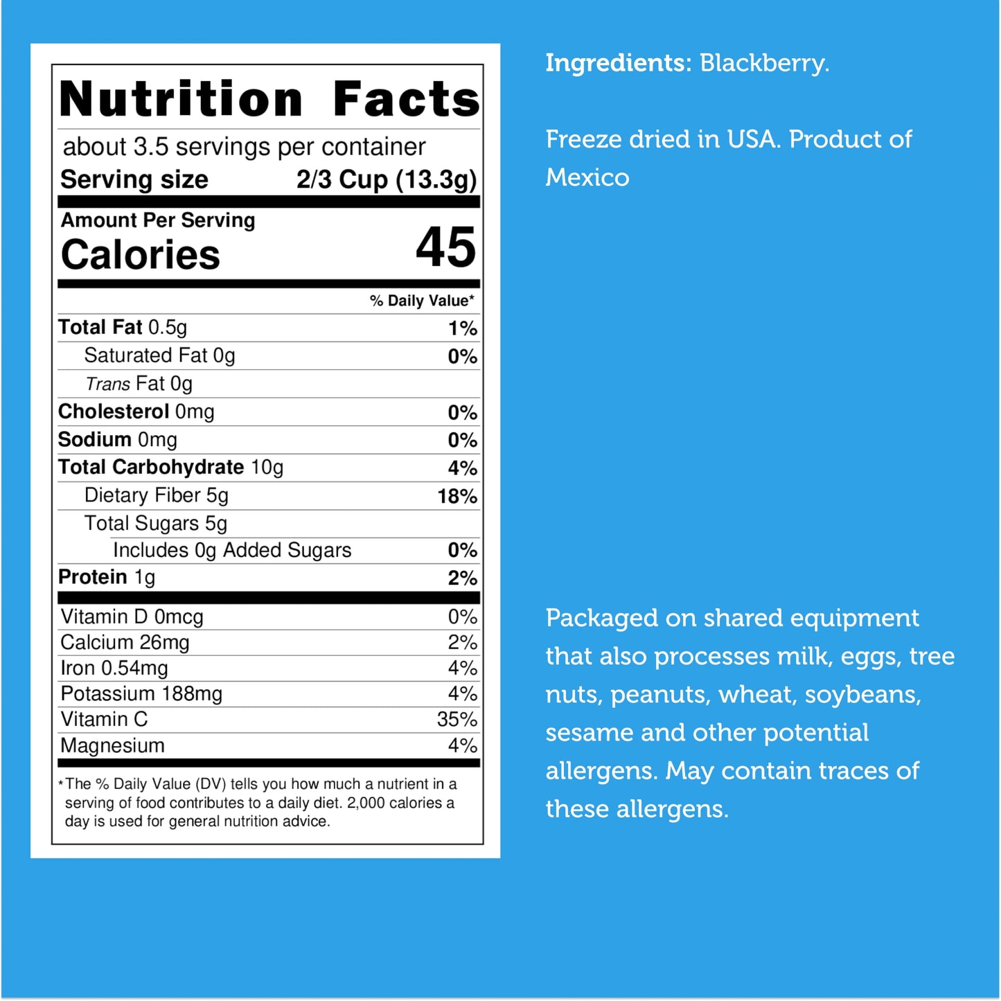 Arctic Farms Garden Pure Freeze Dried Blackberry Fruits, No Sugar Added, Crunchy Snack (Blackberry)