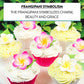 Global Sugar Art Tropical Frangipani Plumeria Edible Sugar Flower Blossoms, Wedding Cake & Cupcake Flowers with Leaves, 24 Count