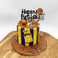 1 Pcs Basketball Happy Birthday Cake Topper Assembled Glitter Basketball Theme Baby Shower Men Boys Birthday Party Cake Pick Dec