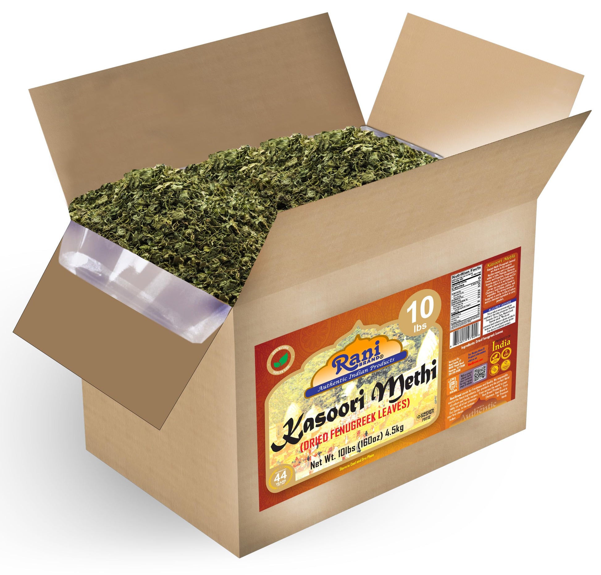 Rani Fenugreek Leaves Dried (Kasoori Methi) 160oz (10lbs) 4.54kg Bulk Box ~ All Natural | Vegan | Gluten Friendly | NON-GMO | Ko