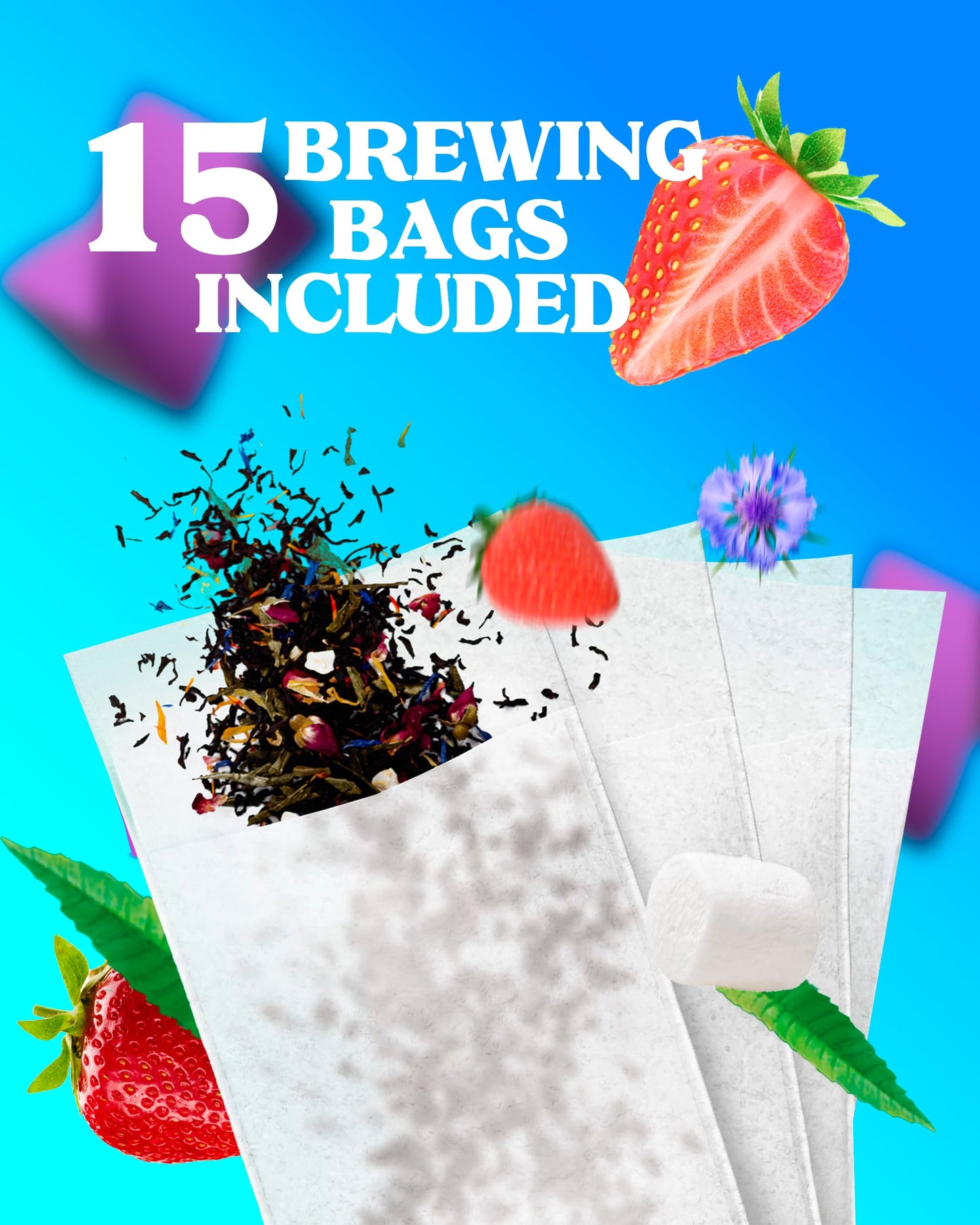 LOVARE Strawberry Marshmallow Loose Leaf Tea 80 g - Made in Ukraine - Green Tea, Strawberry, Cornflower Petals - Gift Box with 1