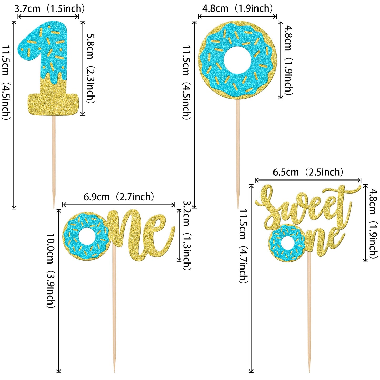 24 Pcs Sweet One Donut Cupcake Toppers Glitter Donut One Cupcake Picks Donut First Birthday Party Decoration For Sweet Donut The