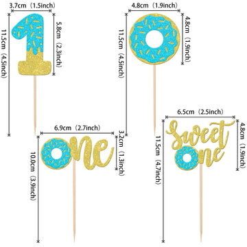 24 Pcs Sweet One Donut Cupcake Toppers Glitter Donut One Cupcake Picks Donut First Birthday Party Decoration For Sweet Donut The