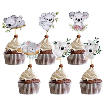 Gyufise 36Pcs Koala Cupcake Toppers Glitter Wild Animal Cupcake Picks Koala Birthday Cupcake Decorations Baby Shower Birthday Th
