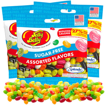 Sugar Free Jelly Beans, Sugar-Free Chewy Candies In Assorted Fruity Flavors, Low Calorie Shareable Sweet Snacks, 2.8 Ounce Bags,