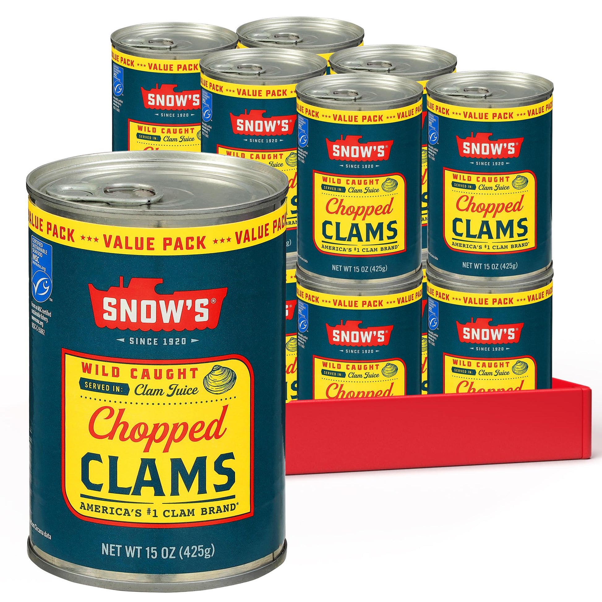 Snow s Wild Caught Chopped Clams Canned, 15 oz Can (Pack of 12) - Served in Clam Juice - 4g Protein Per Serving - Gluten Free, 