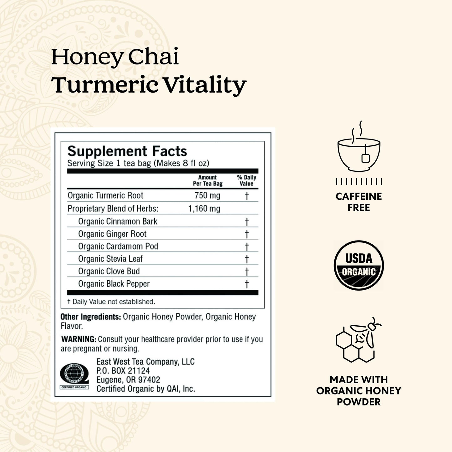 Yogi Tea Honey Chai Turmeric Vitality Tea - 16 Tea Bags Per Pack (4 Packs) - Organic Tea To Support Overall Health - Includes Ci