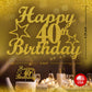 RokAPary 40 Birthday Cake Topper Gold Glitter, Acrylic, 1 Count, Sturdy Double-Sided, Made in USA