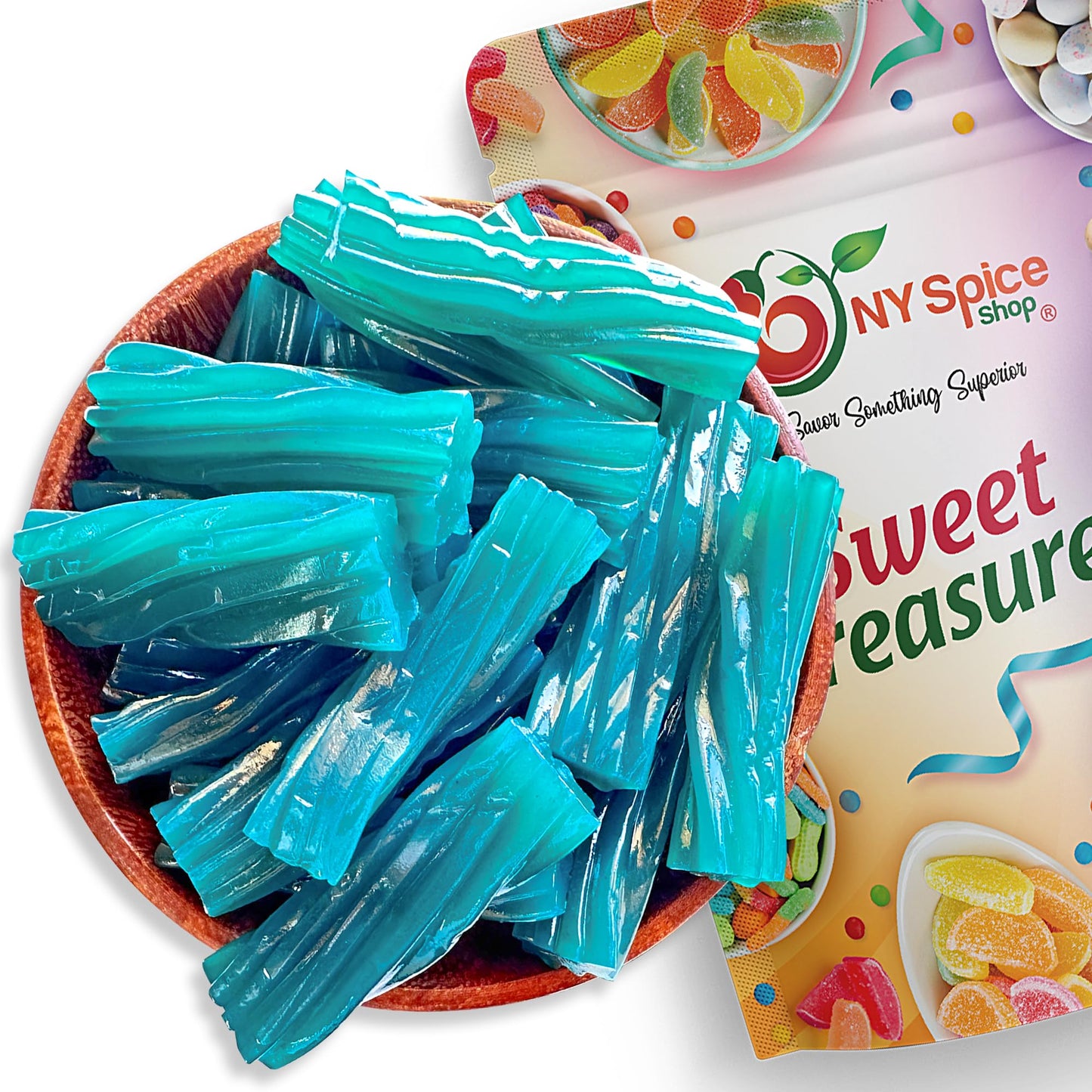 Ny Spice Shop Jumbo Licorice Twists Blue Raspberry Flavored - Jumbo 2'' Inch Chewy Fruit Flavored Sweet Blue Licorice Rope Candy