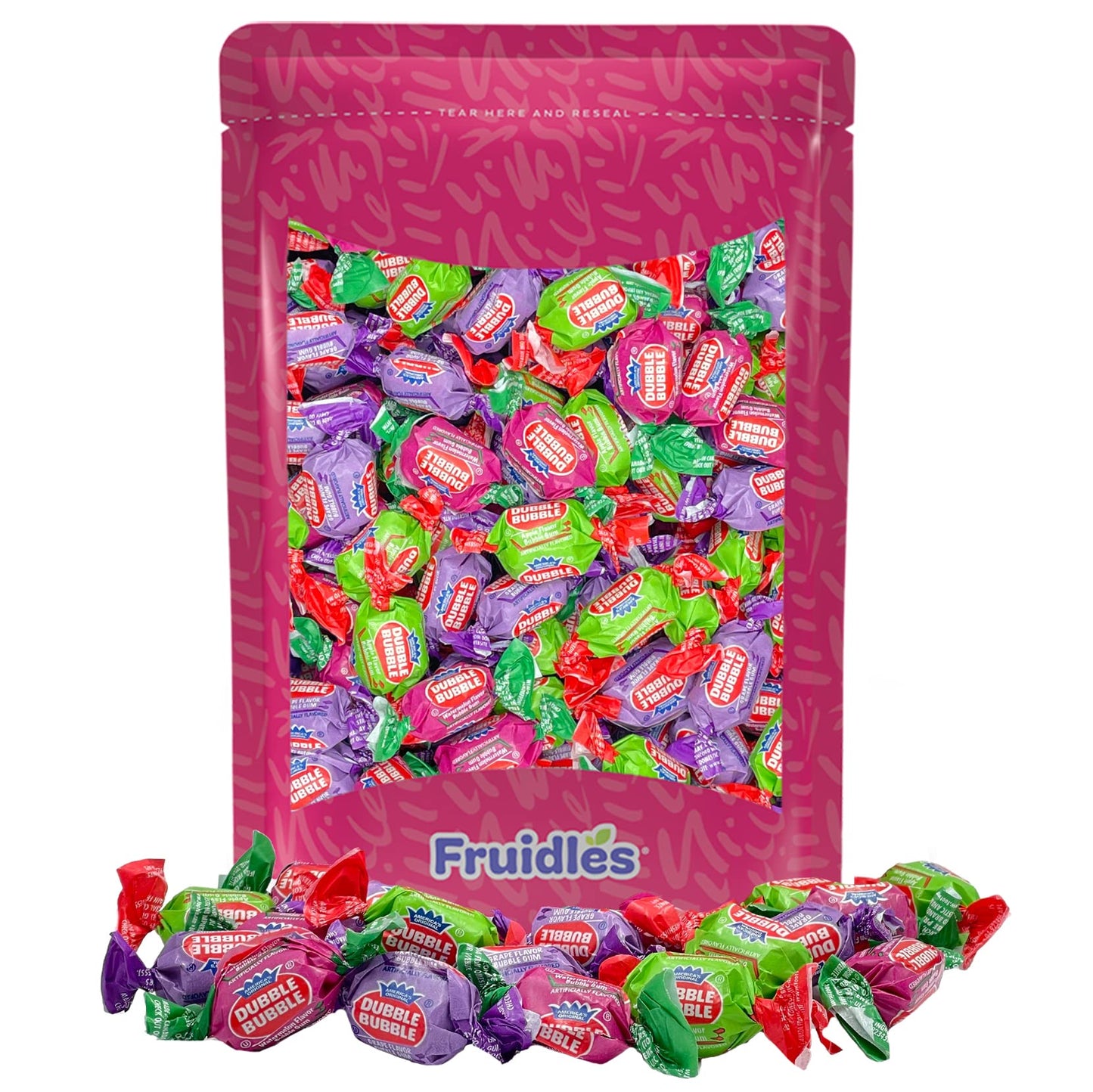 Fruidles Double Bubble Chewing Gum Balls Fruit Flavored Original & Mixed Fruit, Candy Treats, Kosher Certified Parve, Individual