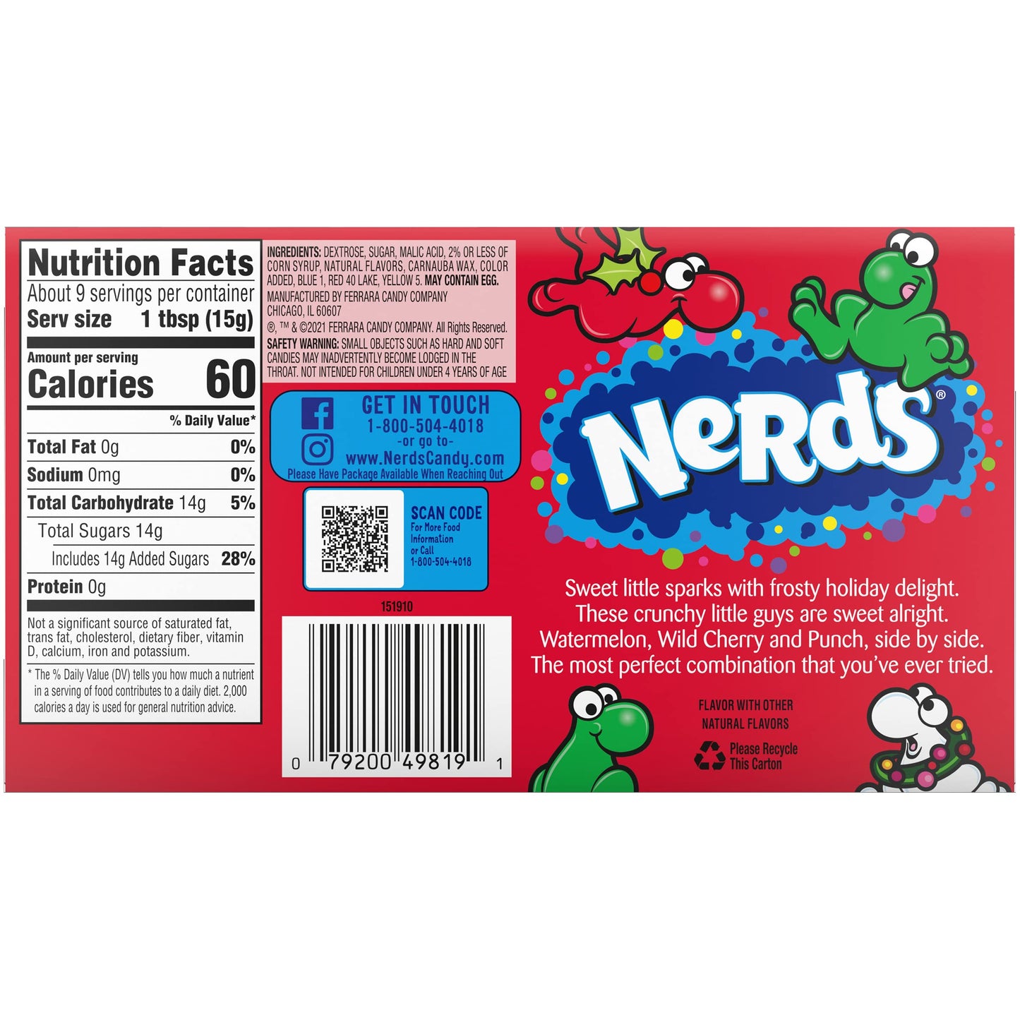 Nerds Frosty Theater Box, Watermelon, Cherry, & Punch, 5 Ounce (Pack Of 12) - Perfect For Stocking Stuffers, Holiday Gifting And