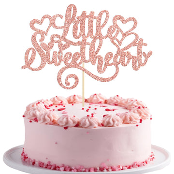 Ephlyn 1Pc Little Sweetheart Cake Topper Pink Glitter Sweet Love Wedding Bridal Shower Valentine'S Day Cake Pick For Valentine'S