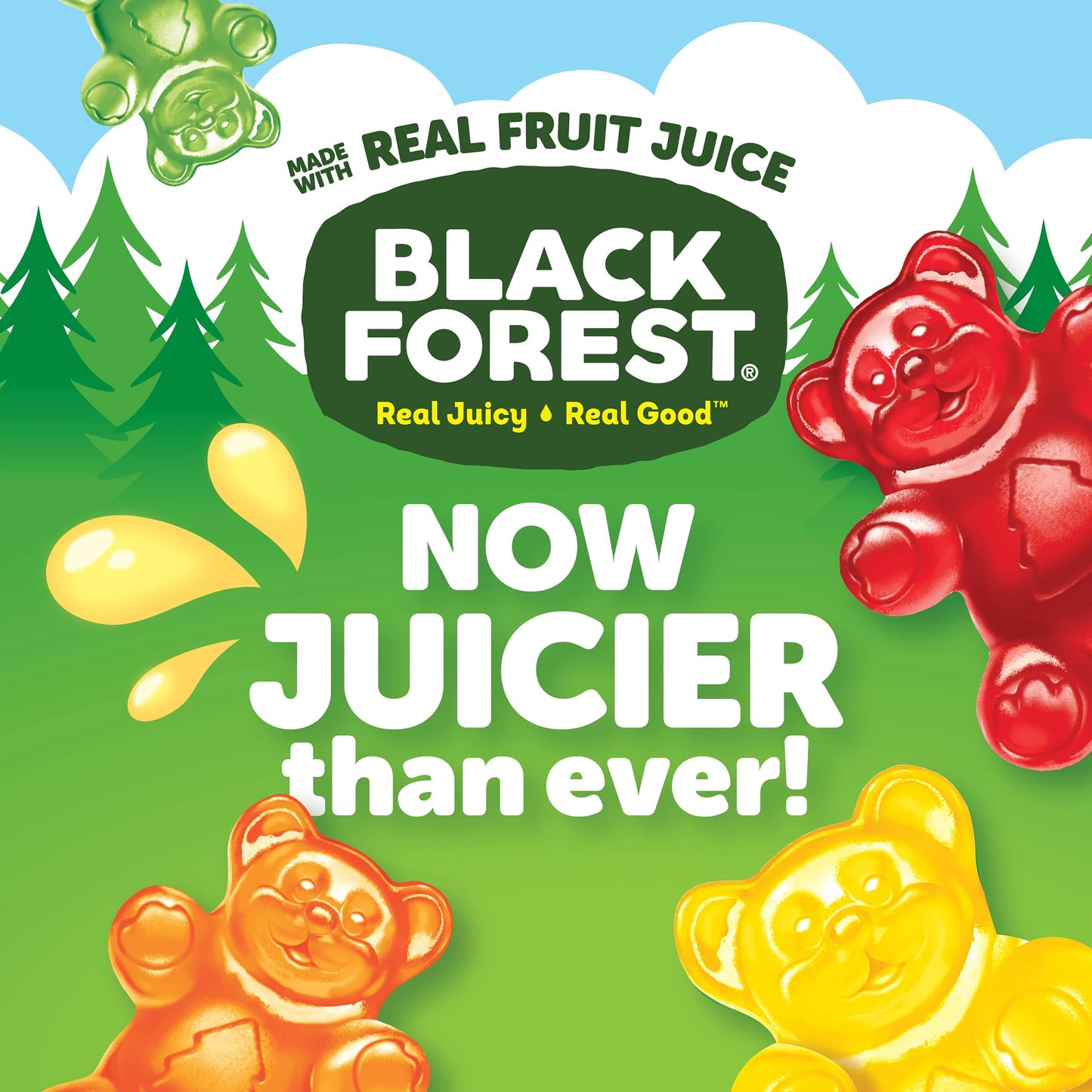 Black Forest Gummy Bears Candy, Made with Real Fruit Juice, 3oz Pouches, Pack of 12