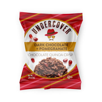 Undercover Chocolate Quinoa Crisps - Dark Chocolate + Pomegranate | 70-Count, Individually Wrapped Crisps | Gluten Free, Nut-Fre