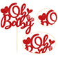 Ephlyn 1Pcs Happy Valentine'S Day Oh Baby Cake Topper Red Glitter Valentine Babyshower Cake Decorations For Love Valentine'S Day