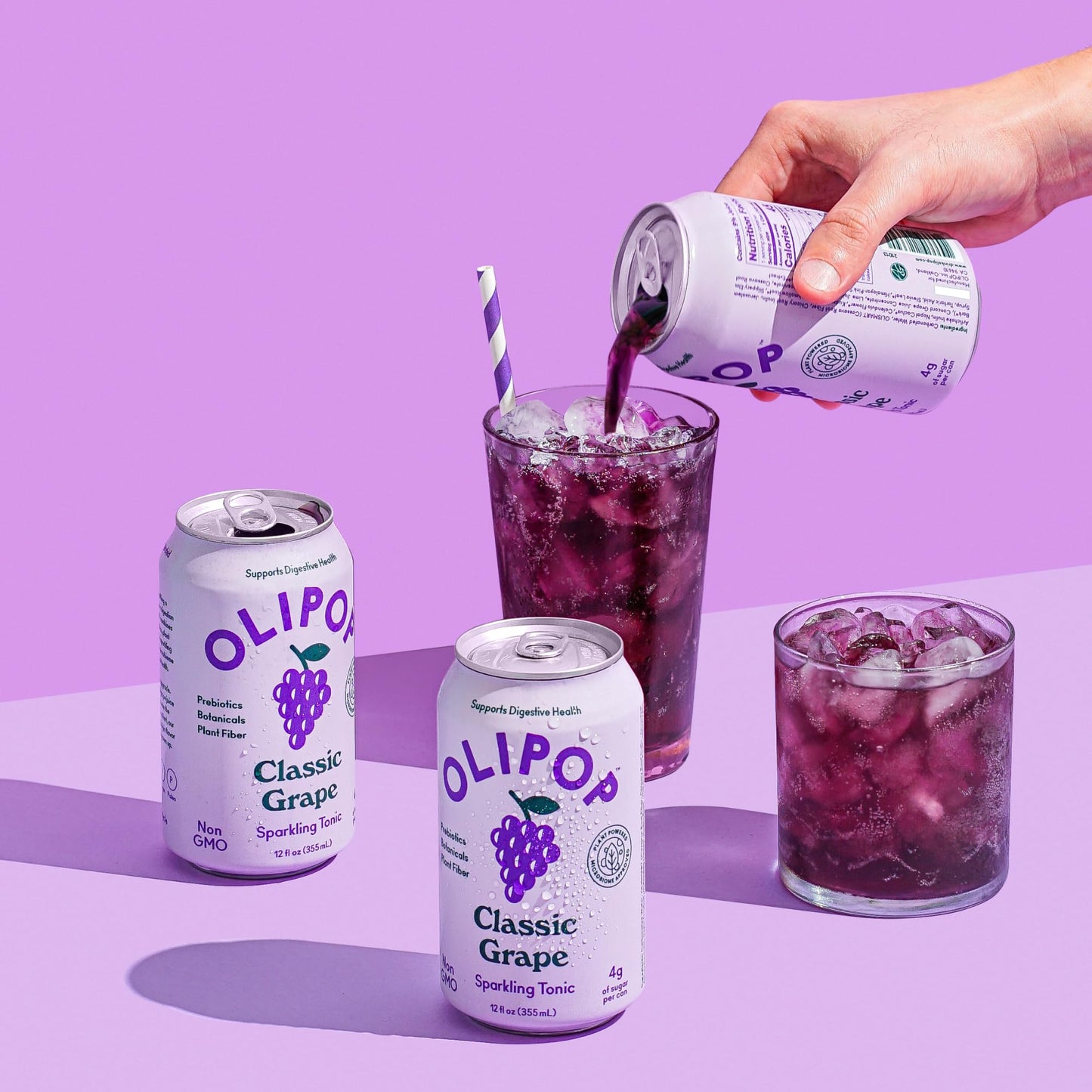 Olipop Prebiotic Soda Pop, Classic Grape, A New Kind Of Soda Packed With Prebiotics, Fiber, And Botanicals, Gluten Free, Vegan, Gmo Free, 12Oz (12-Cans)
