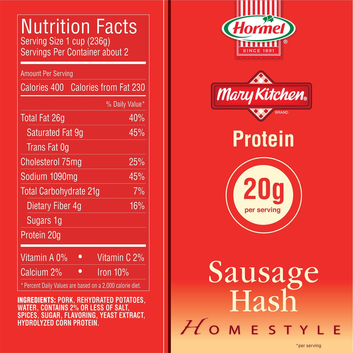 Mary Kitchen Hash Canned Sausage Hash, 14 oz, Pack of 12, Model 81538