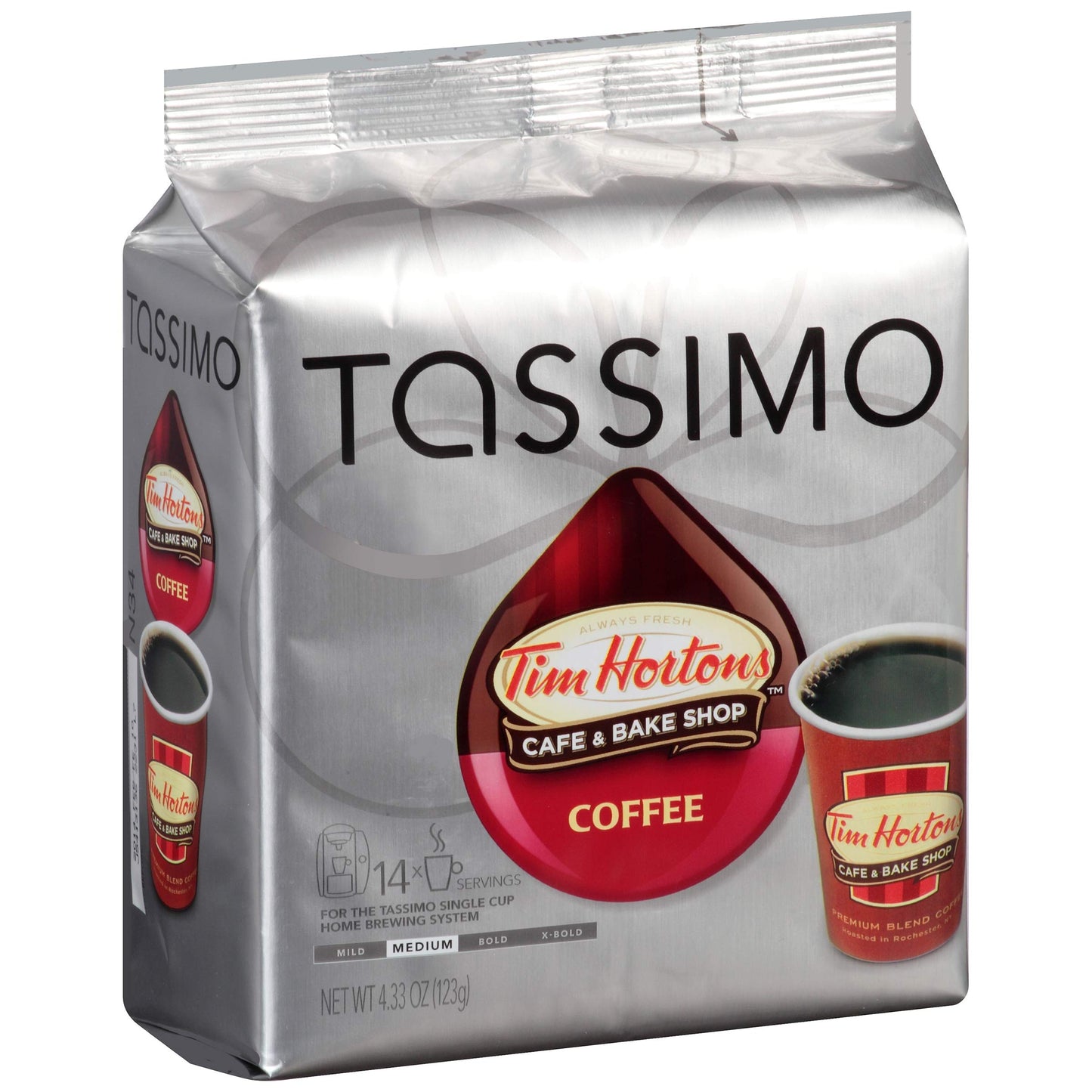 Tassimo Tim Hortons Cafe & Bake Shop Medium Roast Coffee T-Discs For Tassimo Single Cup Home Brewing Systems (14 Ct Pack)