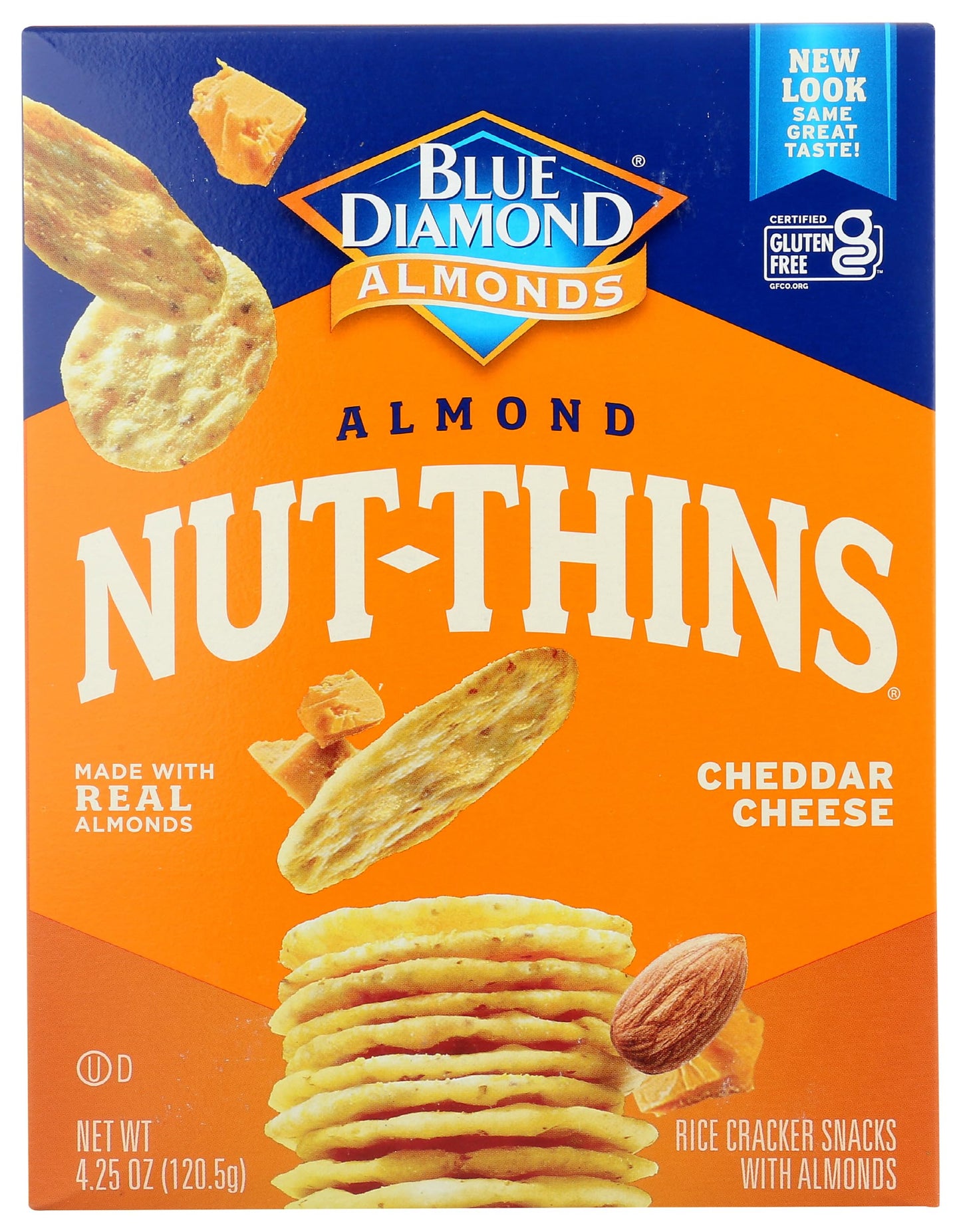 Blue Diamond Gluten Free Almond Nut-Thins Cracker Crisps, Cheddar Cheese, 4.25 Ounce