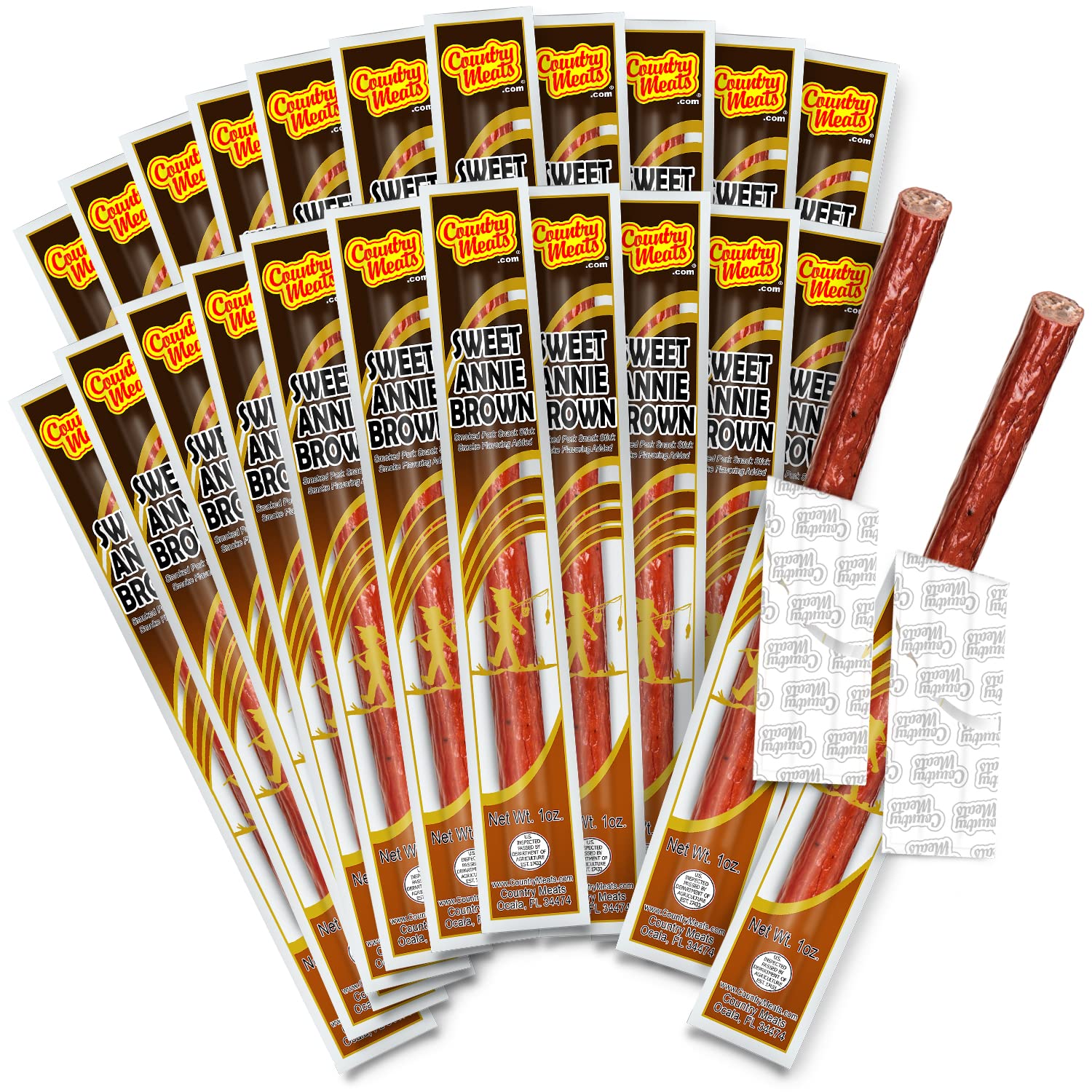 Country Meats, Meat Sticks, 0 Trans Fat, Usda Certified, Good Source Of Protein, Carb Conscious Snack (24 Meat Sticks, Sweet Ann
