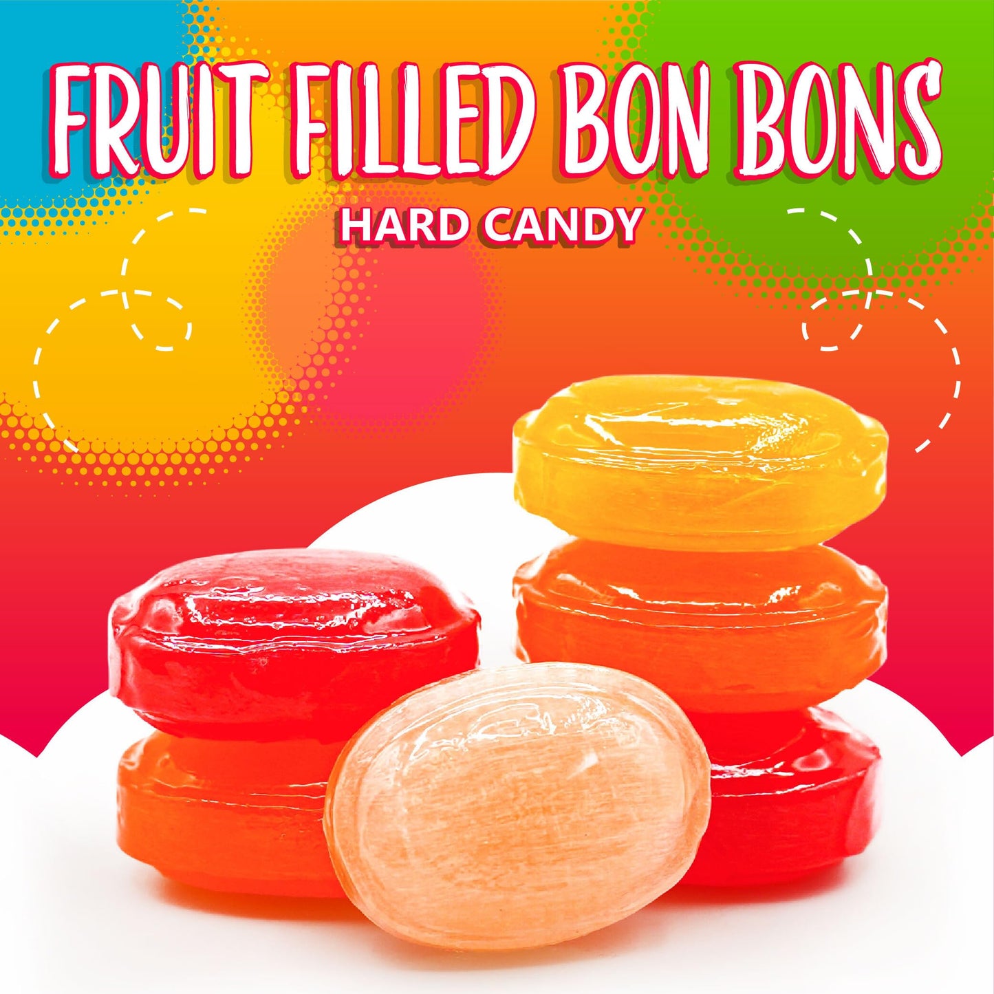 Arcor Fruit Filled Hard Candy | 2 Pound Bulk Bag | Assorted Fruit Flavors | Individually Wrapped Bon Bons Candy for Office and P