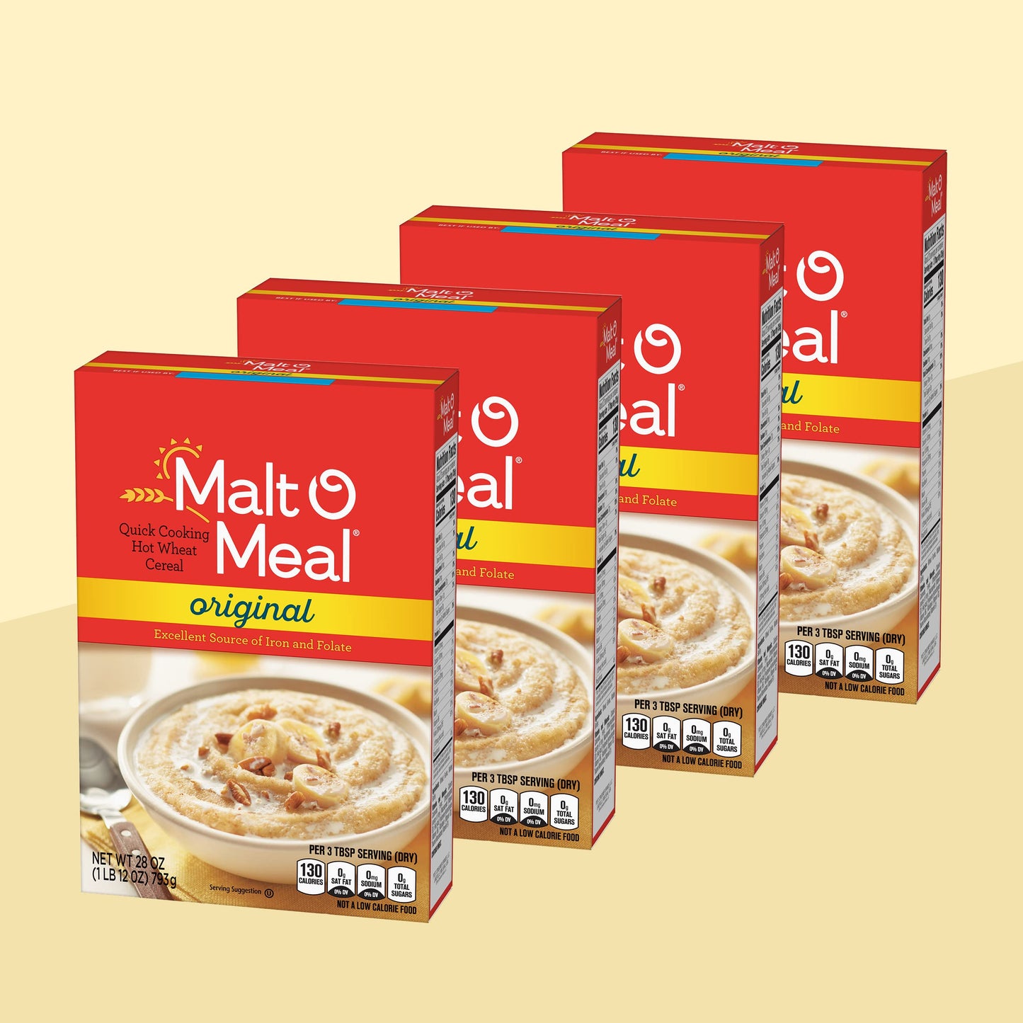 Malt-O-Meal, Original Malt-O-Meal Hot Breakfast Cereal, Quick Cooking, 28 Ounce Box (Pack of 4)