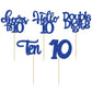 30Pcs 10Th Birthday Cupcake Toppers Ten Double Hello 10 Cupcake Picks Cheers To 10 Years Old Cake Decorations For 10Th Birthday