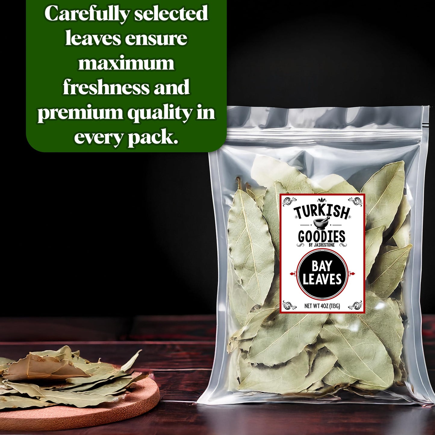 Whole Dried Bay Leaves - 4Oz Pack | Sun-Dried Laurel Tree Leaves For Cooking, Stews, Marinades & More | 100% Natural, Edible Bay