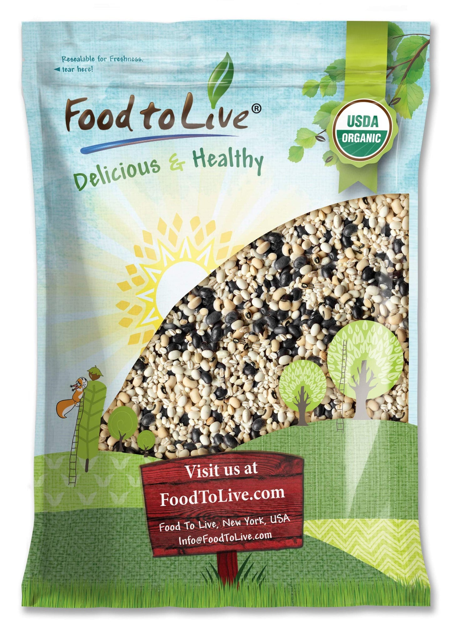 Food to Live Organic Black Bean Soup Mix, 12 Pounds - Contains Non-GMO Black Beans, Black-eyed Peas, Pearled Barley, and Navy Be