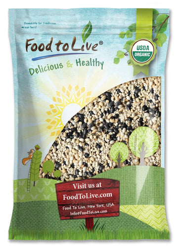 Food to Live Organic Black Bean Soup Mix, 12 Pounds - Contains Non-GMO Black Beans, Black-eyed Peas, Pearled Barley, and Navy Be