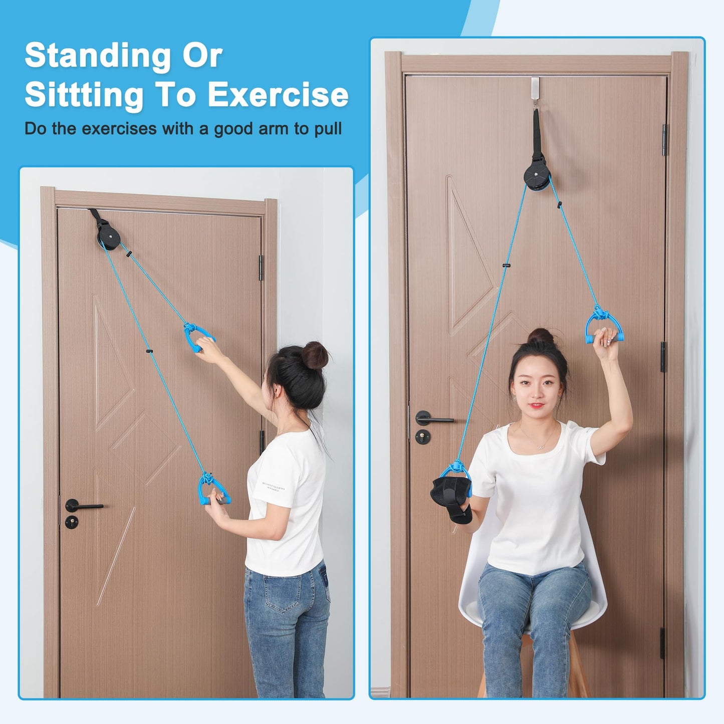 Fanwer Shoulder Pulley, Overhead Shoulder Pulley For Physical Therapy, Over The Door Exercise Pulley Device For Rotator Cuff Rec
