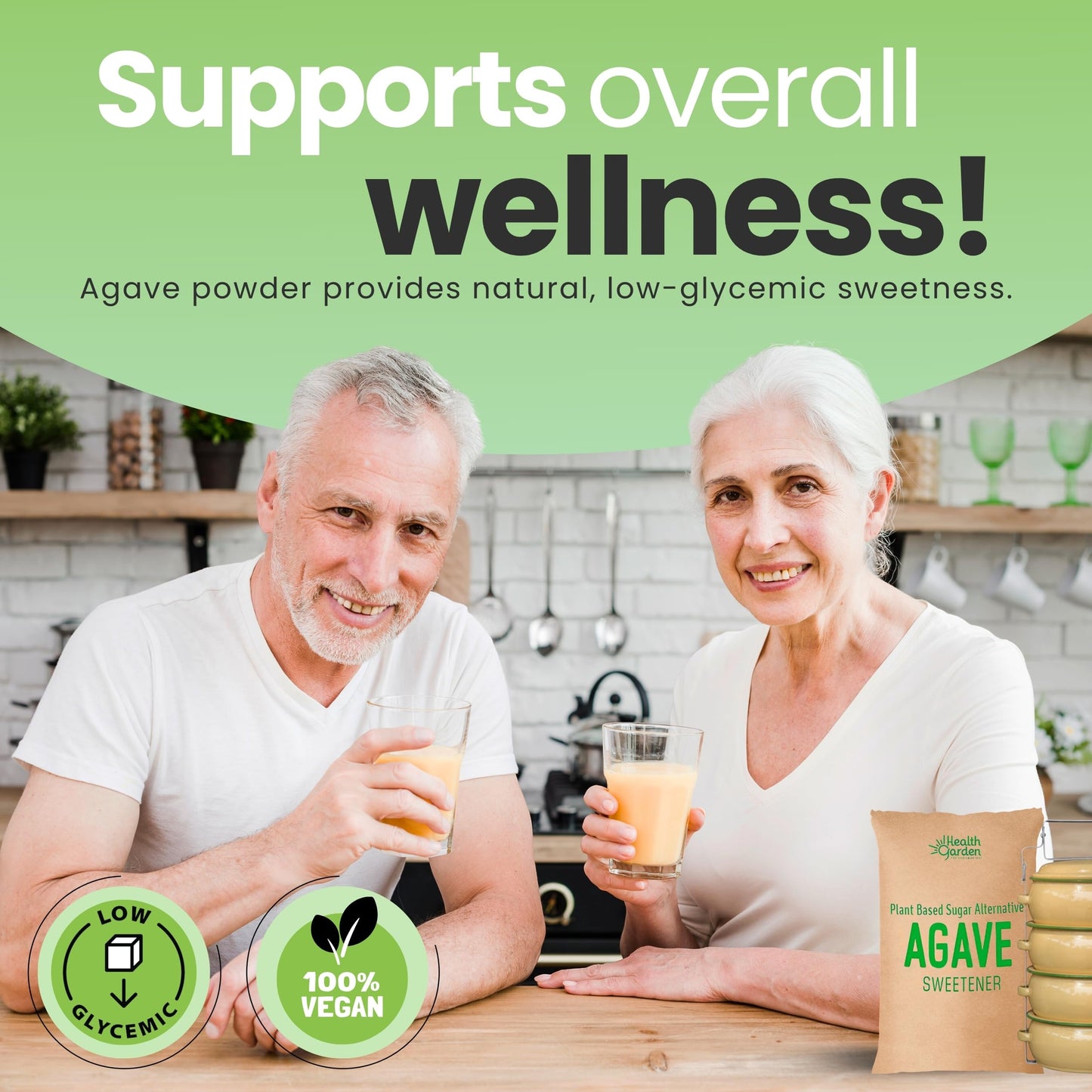 Health Garden Blue Agave Sweetener Crystals - Organic - Non-GMO - Low Glycemic Powder - Kosher - Keto Friendly - 25KG