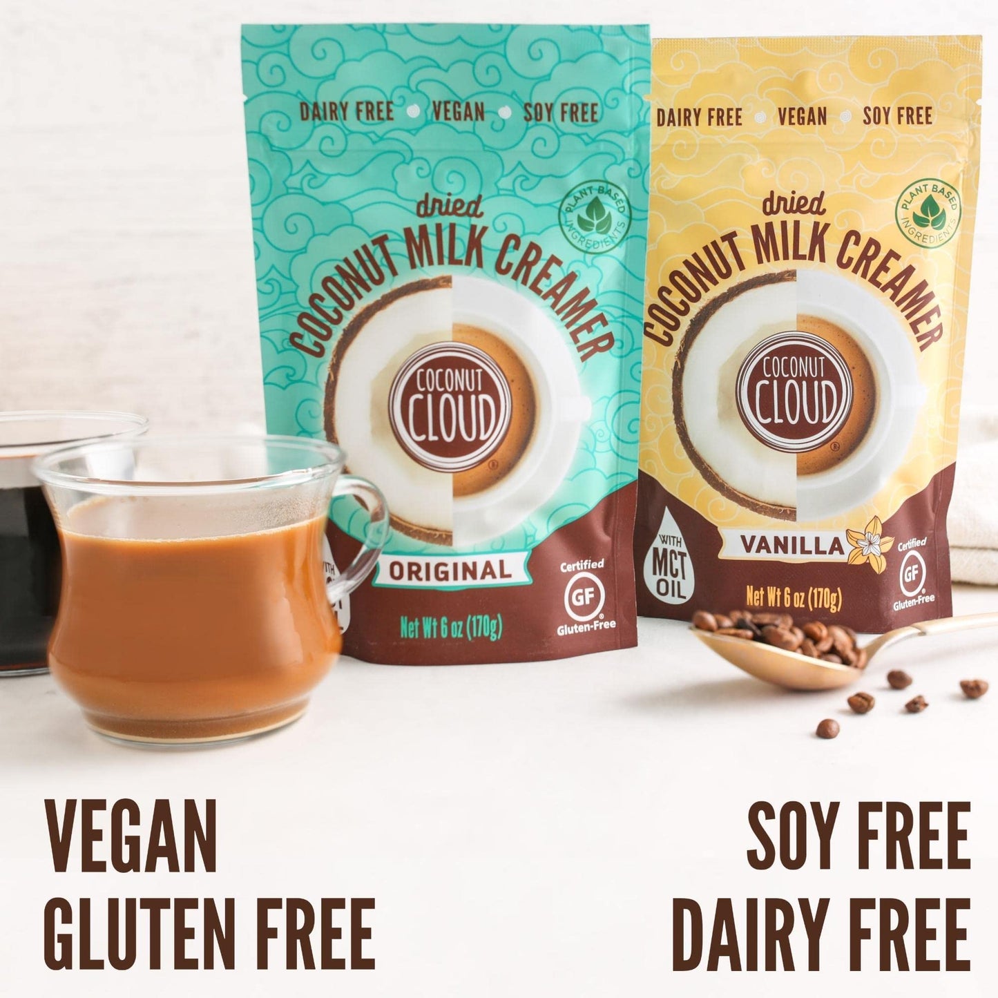 Coconut Cloud: Dairy-Free Coffee Creamer | Minimally Processed, Shelf Stable. Made From Coconut Powdered Milk. | Vegan, Gluten Free, Non-Gmo. (Home, Office, Travel), Creamers (Vanilla Pouch)
