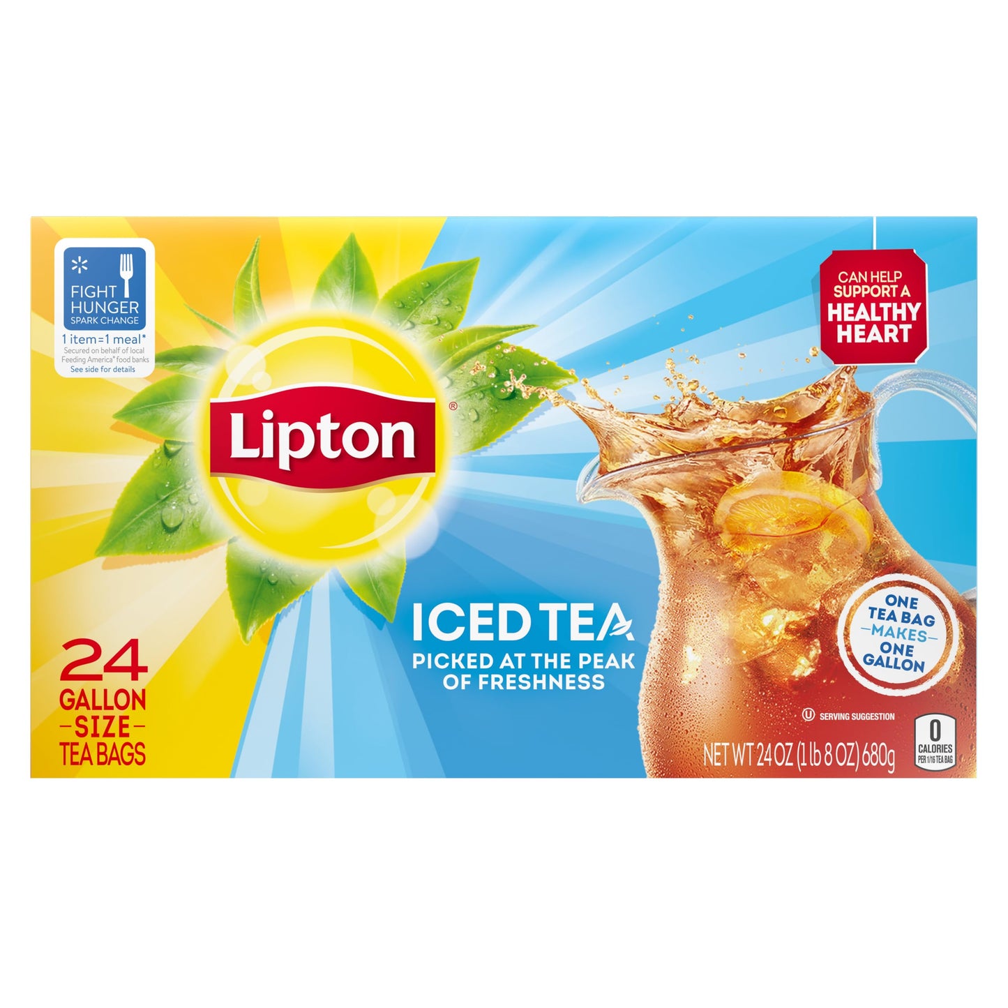Lipton Unsweetend Iced Tea Bags, Gallon-Sized, 24 Total Tea Bags