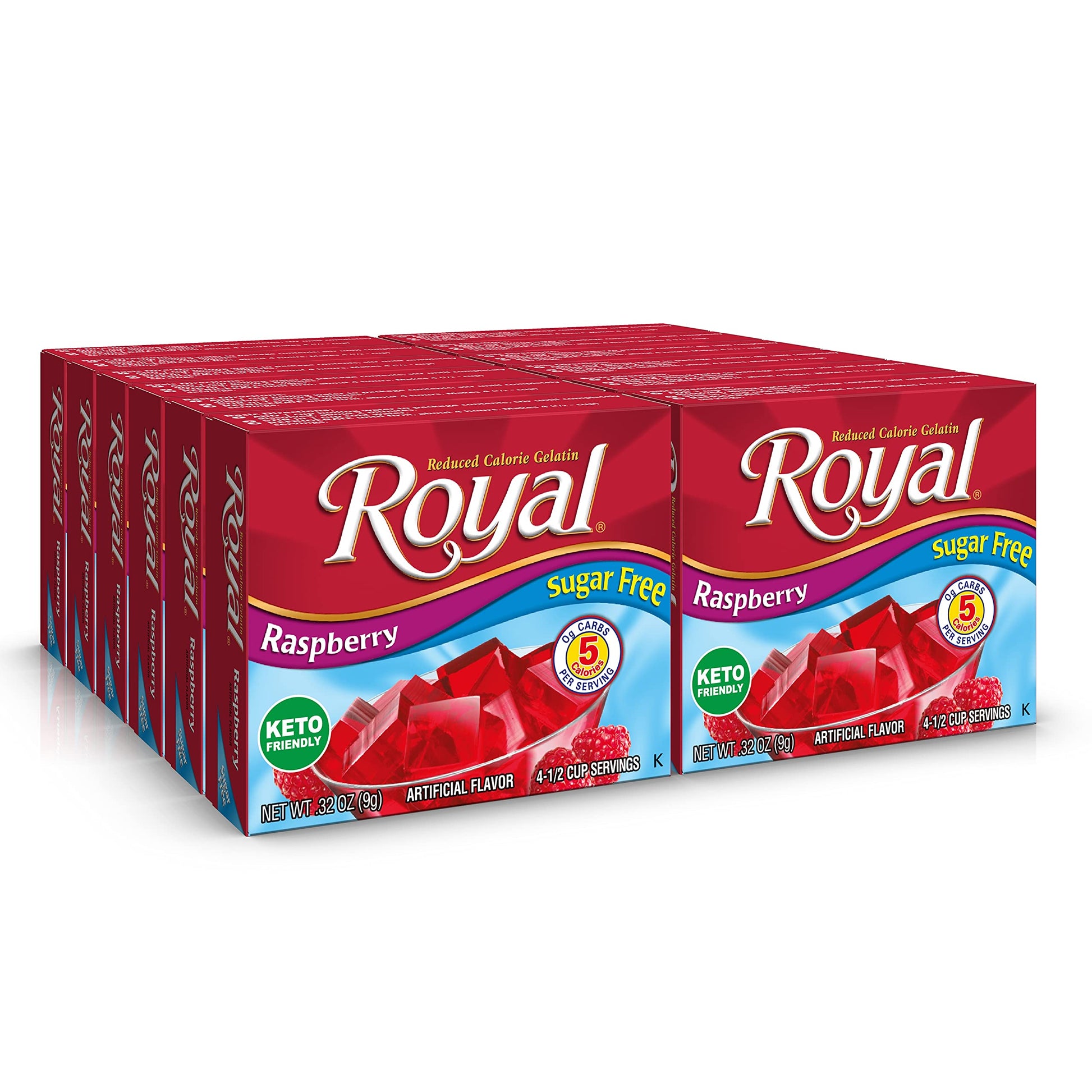 Royal Raspberry Gelatin Dessert Mix , Sugar Free, 0.32-Ounce Box (Pack Of 12)