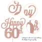 YCTHUNFISH Happy 60th Cake Topper Black Glitter Number 60, Rose Gold Bamboo Decoration for 60th Birthday Party Supplies