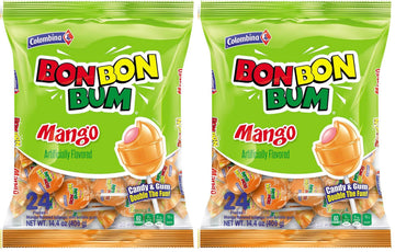 Colombina Bon Bon Bum Lollipops Mango Flavor, 24 Count (Pack of 2)