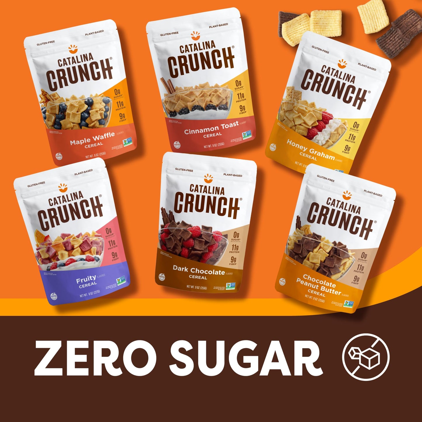 Catalina Crunch High Fiber Protein Cereal Variety Pack (6 Flavors) | Low Carb, Zero Sugar, Gluten Free, Fiber | Vegan Snacks/Food | Keto Friendly